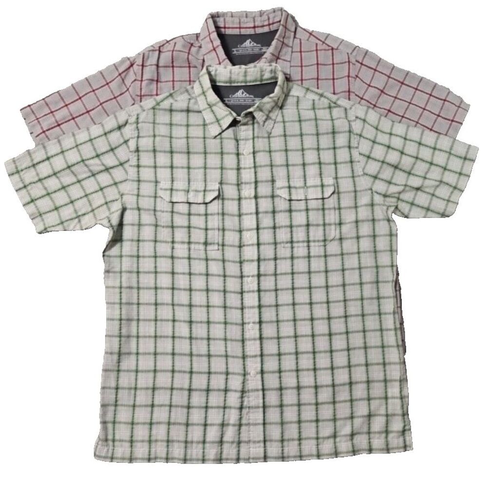 Lot of (2) Croft And Barrow Shirt Mens‎ Large Short Sleeve Button Up Quick Dry